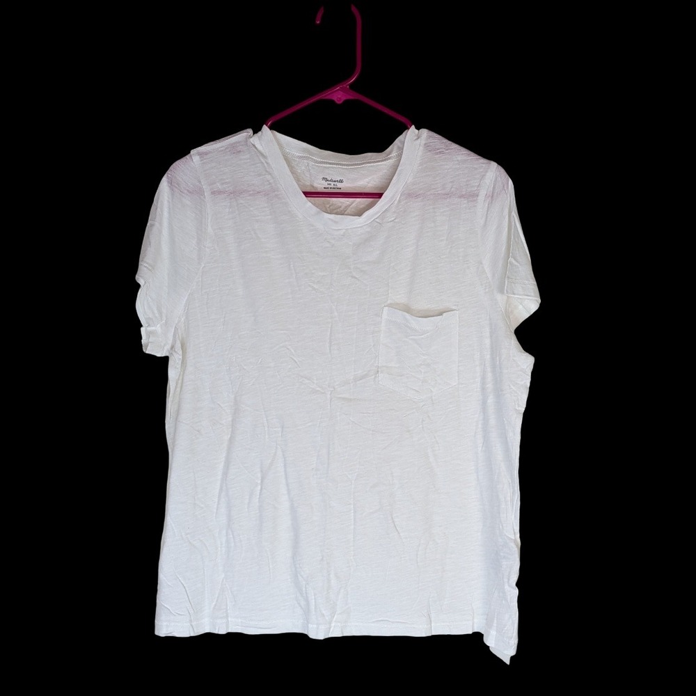 Madewell Pocket T-Shirt Womens XL White Short Sleeve Slub Cotton Crew Neck G3106